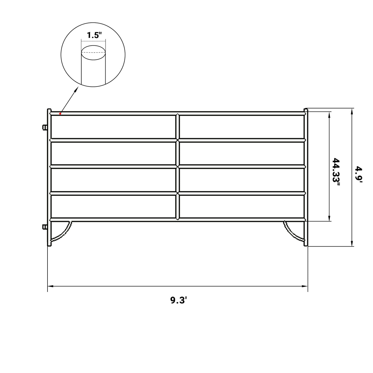 Dimension of 10x5 ft Cattle Panels