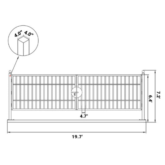 Dimension of 20 ft Steel Farm Driveway Gate