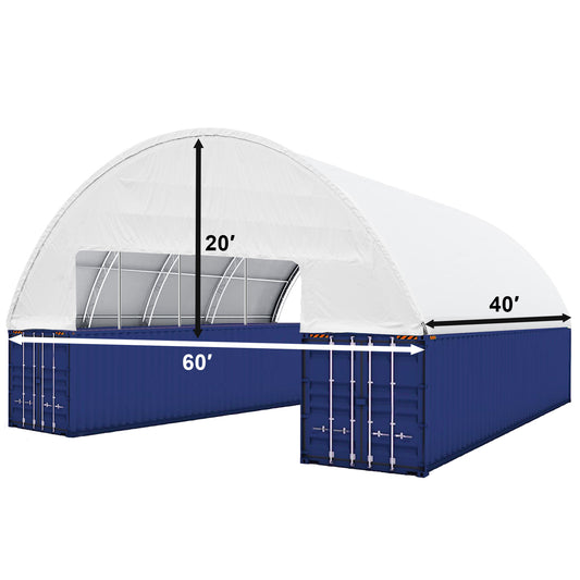 Double Truss Shipping Container Canopy Shelter 60'x40'x20' Dimension