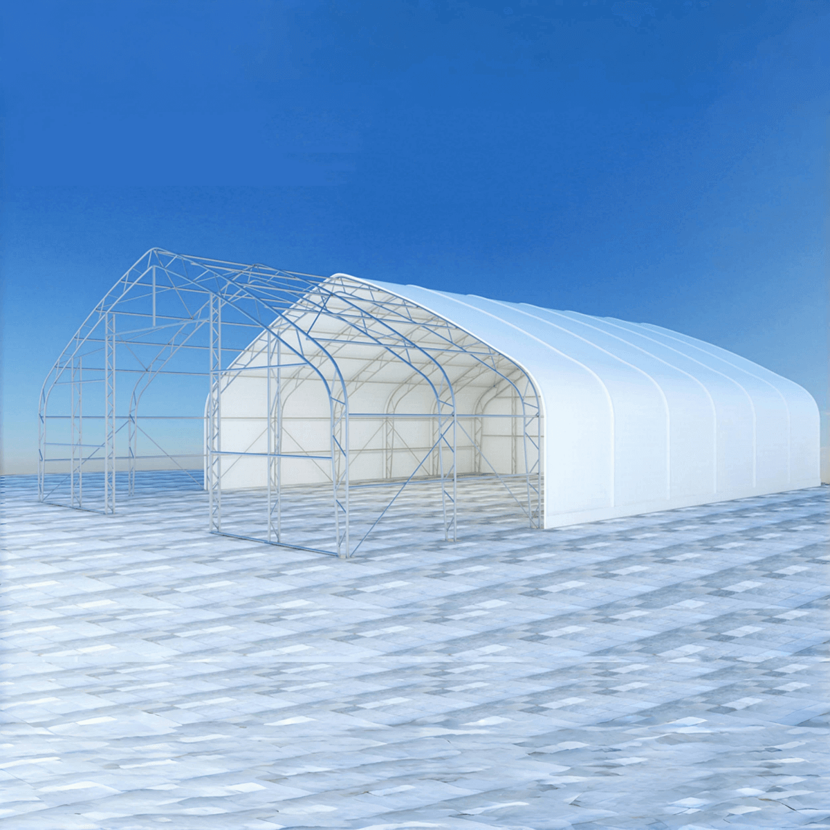 Double Truss Storage Shelter W40'xL80'xH21'