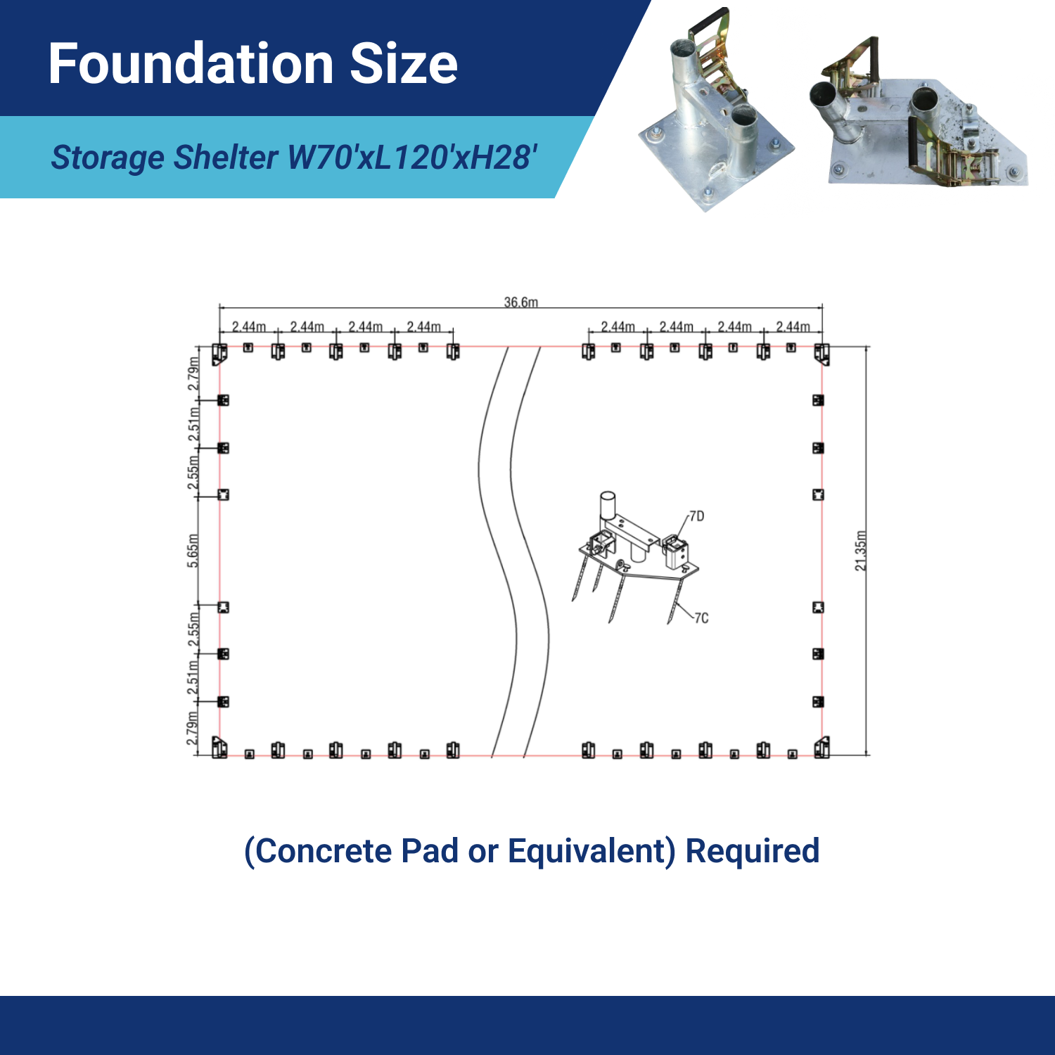 W70'xL120'xH28' Double Truss Storage Shelter