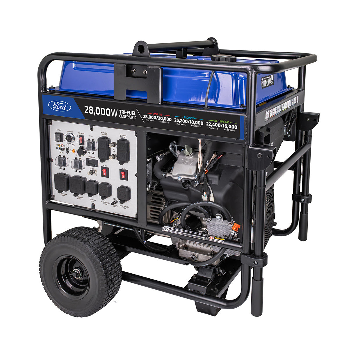 FORD 28,000 Watt Tri-Fuel Generator – 20,000W Running, 999cc V-Twin