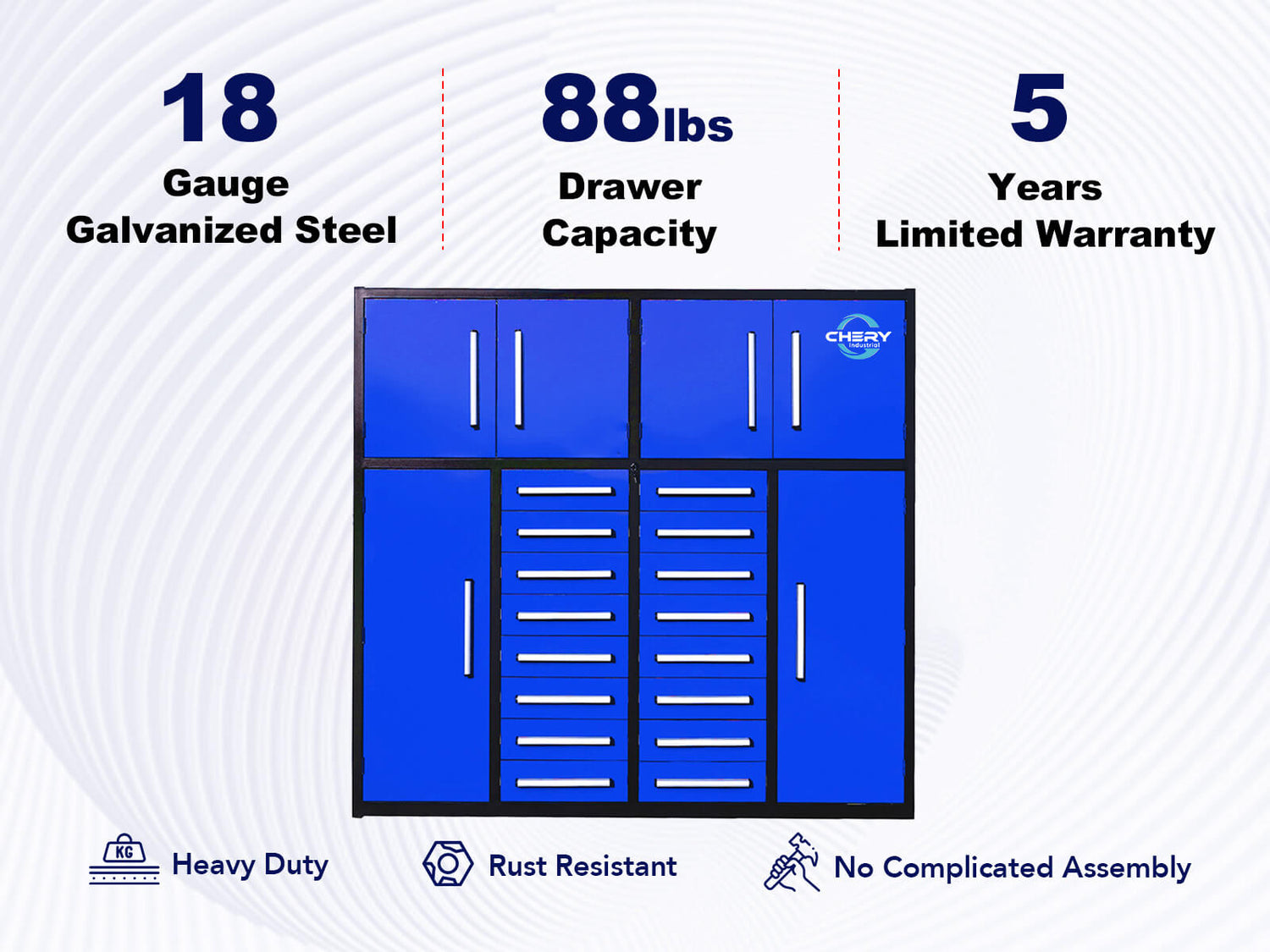 7ft Garage Storage Cabinet with 16 Drawers