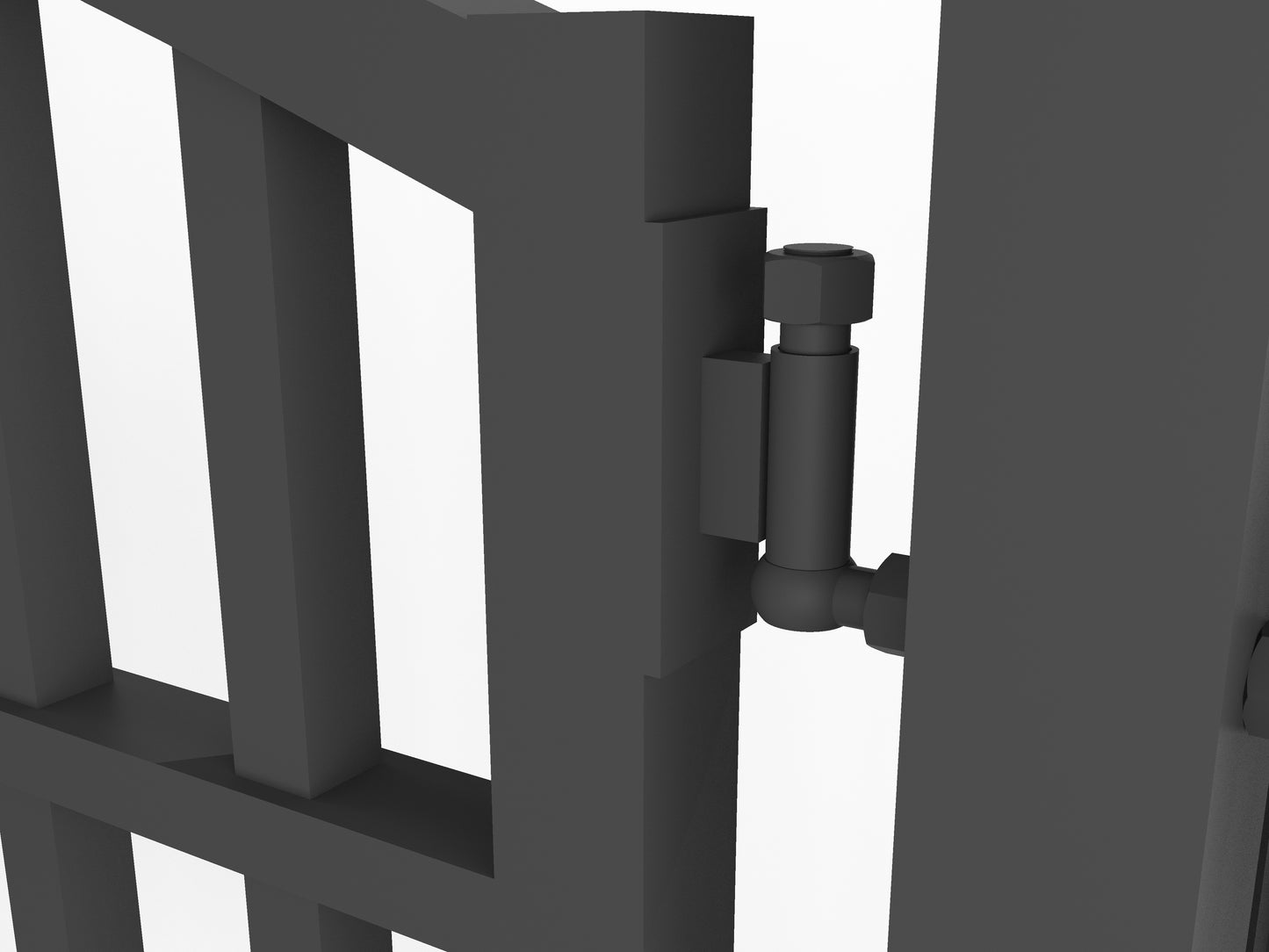 Hinge detail for 20ft driveway gate with ornamental posts