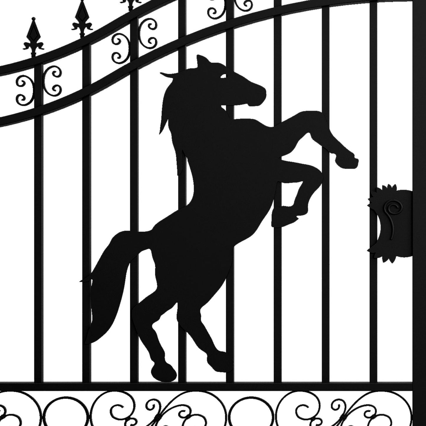 This 12ft driveway gate is designed with a horse pattern