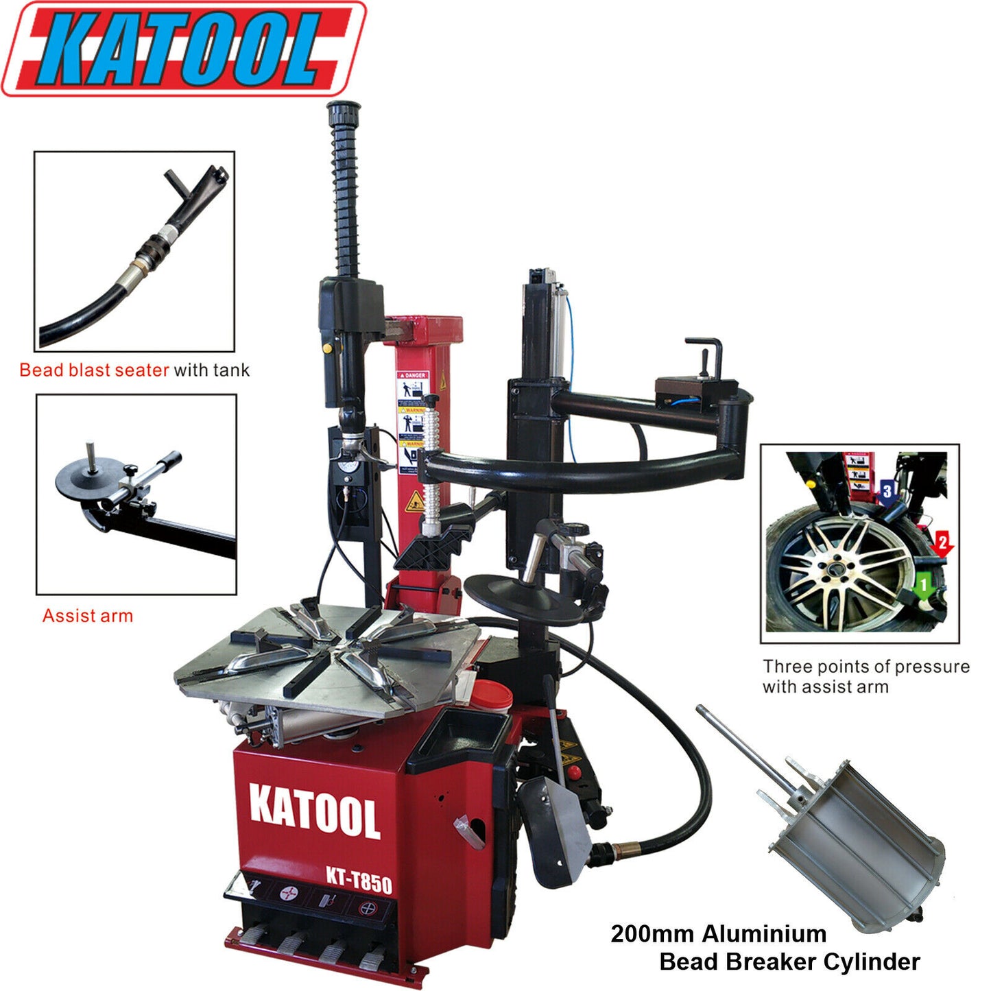 KT-T850 Tilt-Arm Wheel Clamp Tire Changer Machine