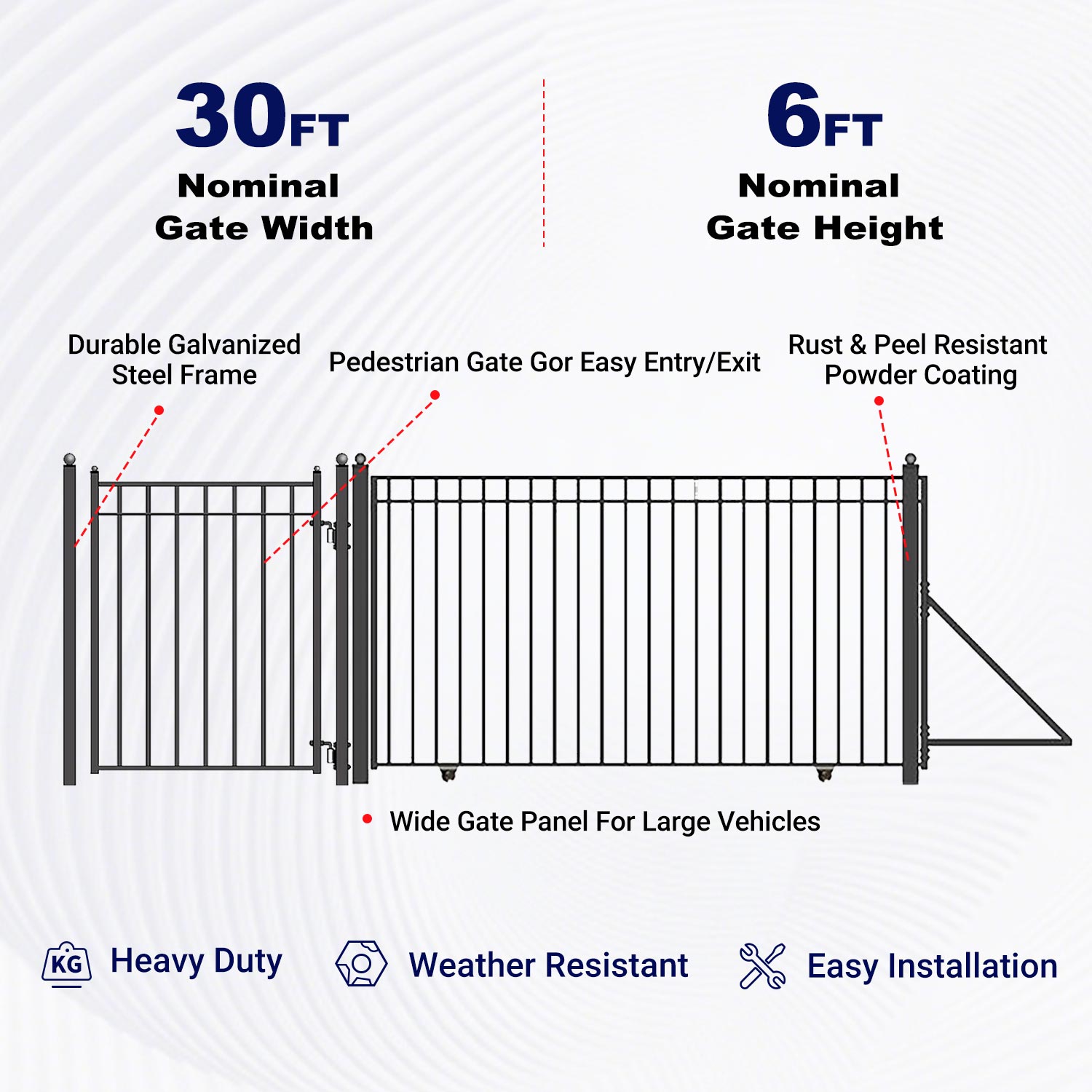 Key features of Aleko 30ft Steel Sliding Driveway Gate