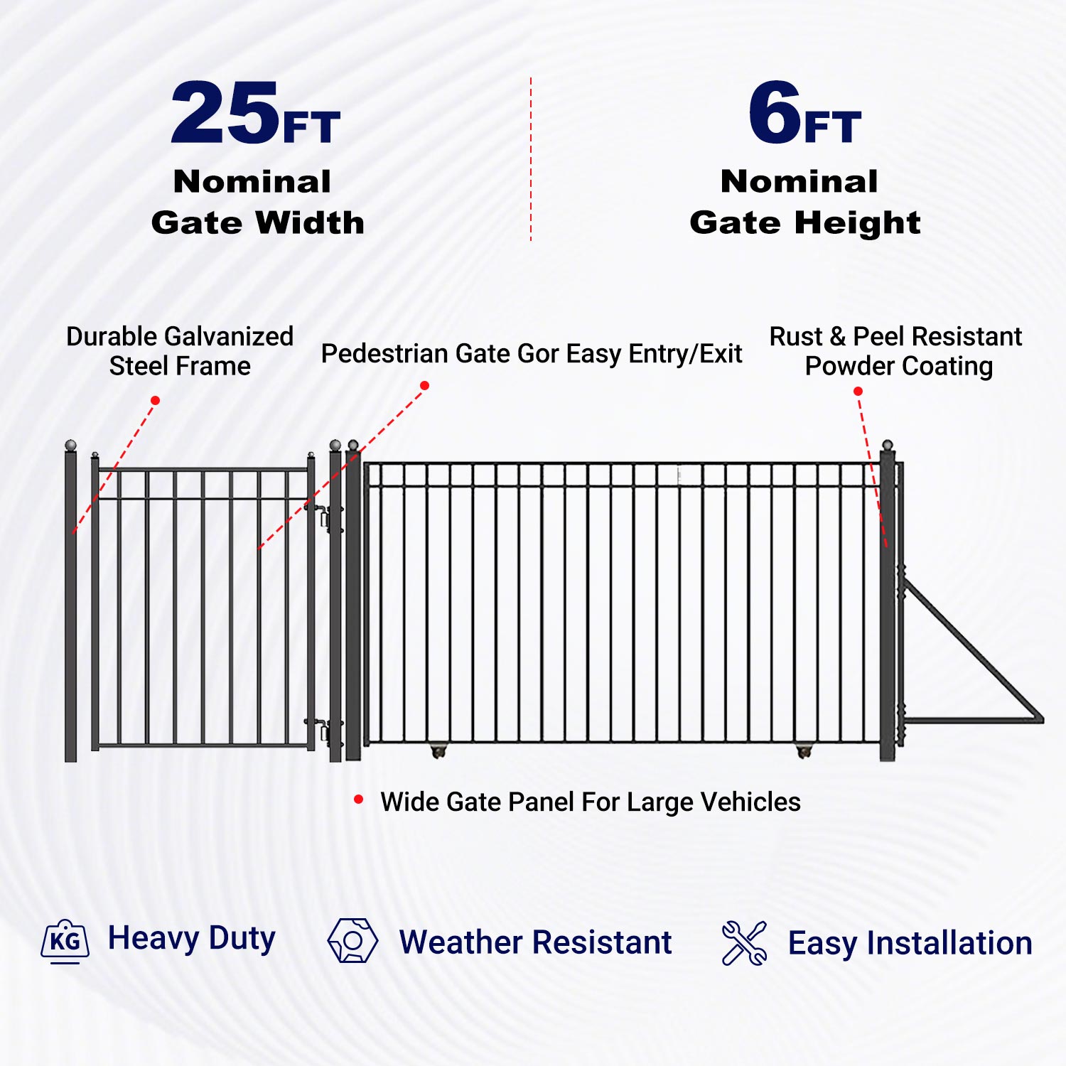 Key features of Aleko 25ft sliding driveway gate