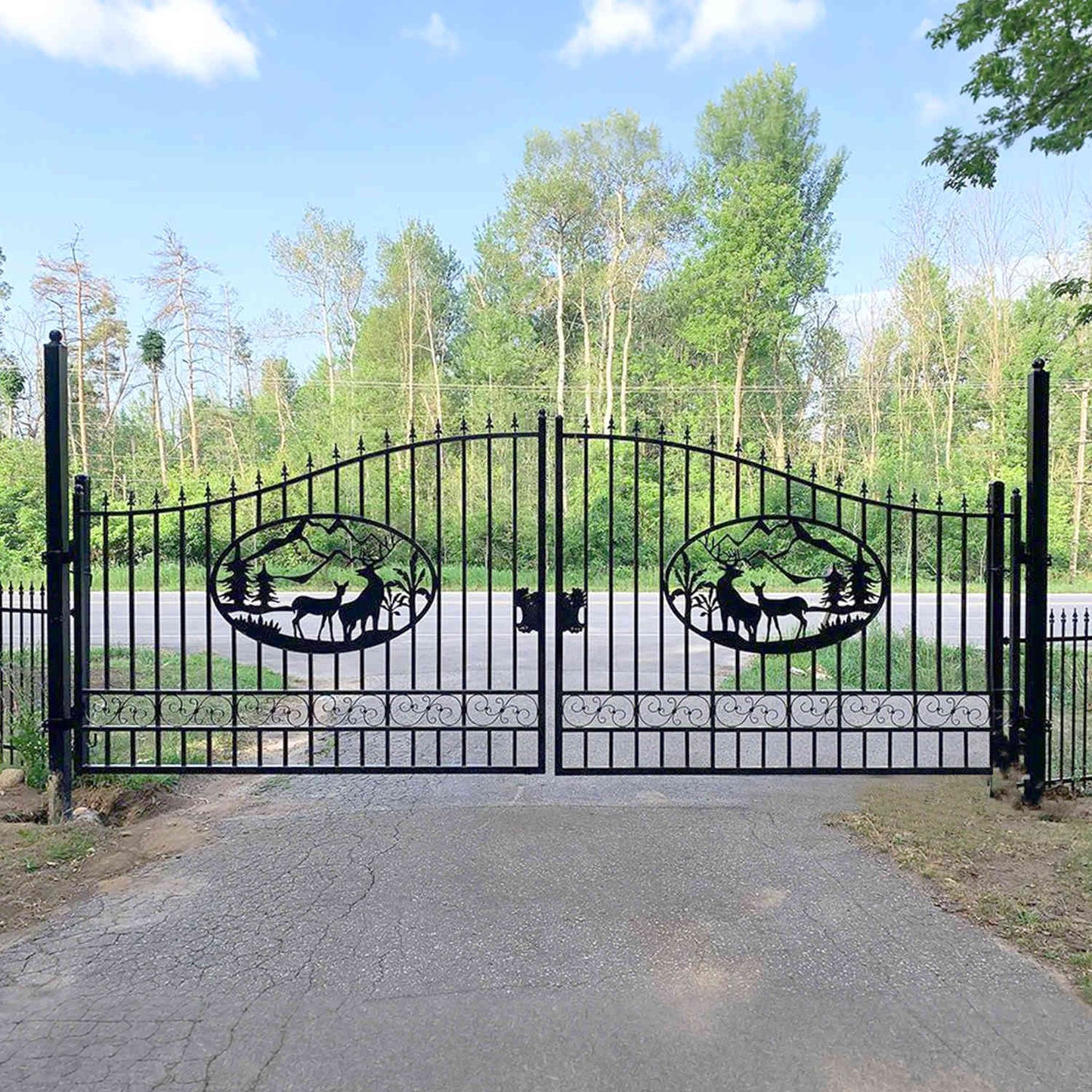 20x8 ft Steel Dual Swing Driveway Gate