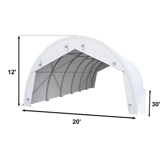 Diagram of a greenhouse with dimensions labeled on a white background