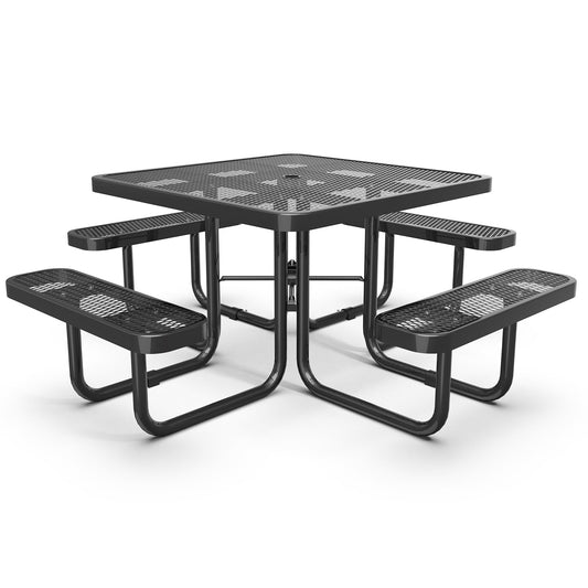 Square Metal Picnic Tables#color_black