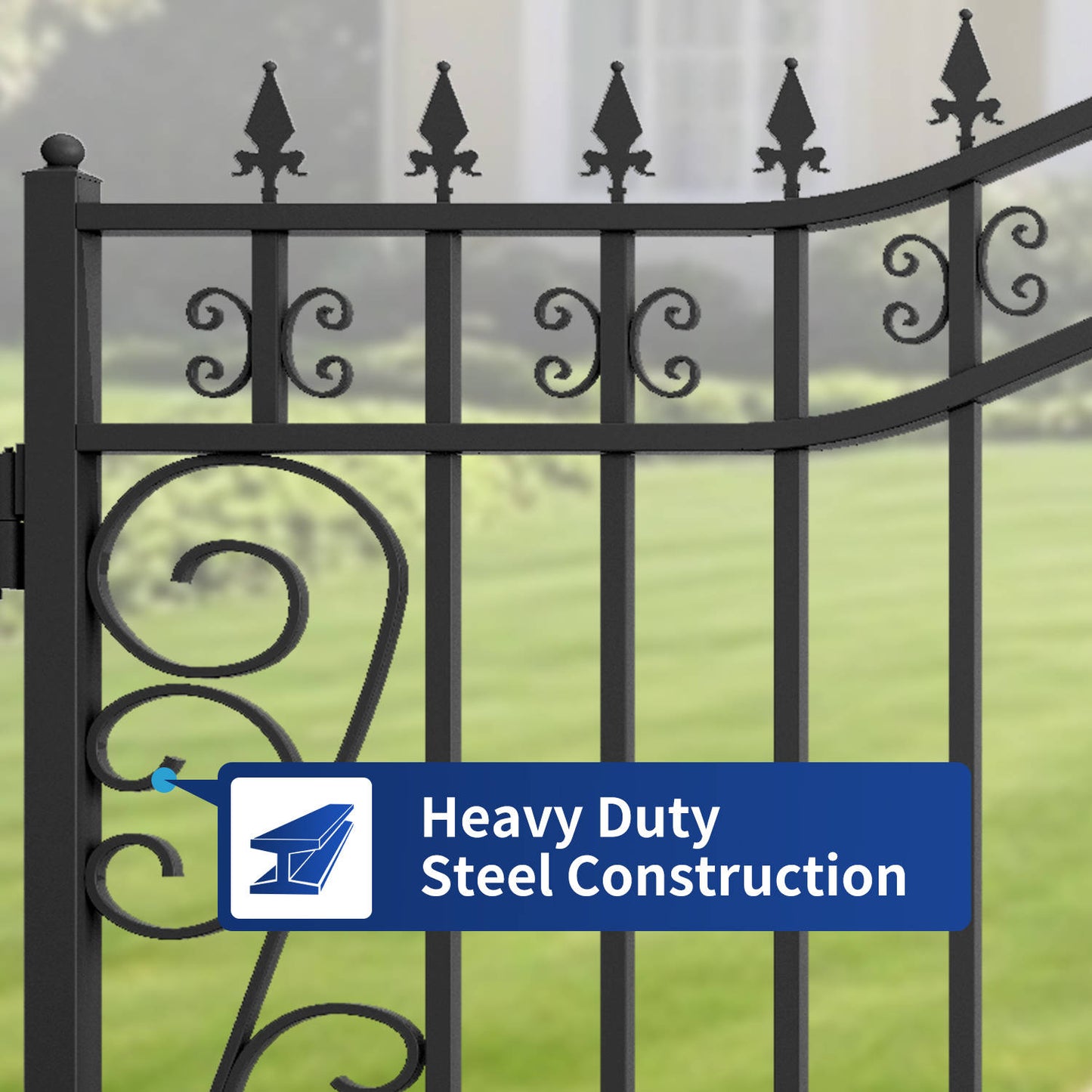 The 16ft star pattern driveway gate features heavy duty construction