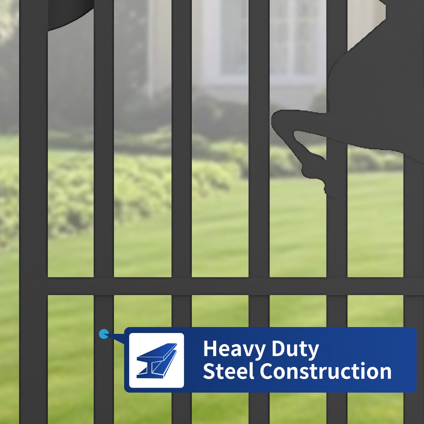 This 20ft driveway gate features heavy duty steel construction