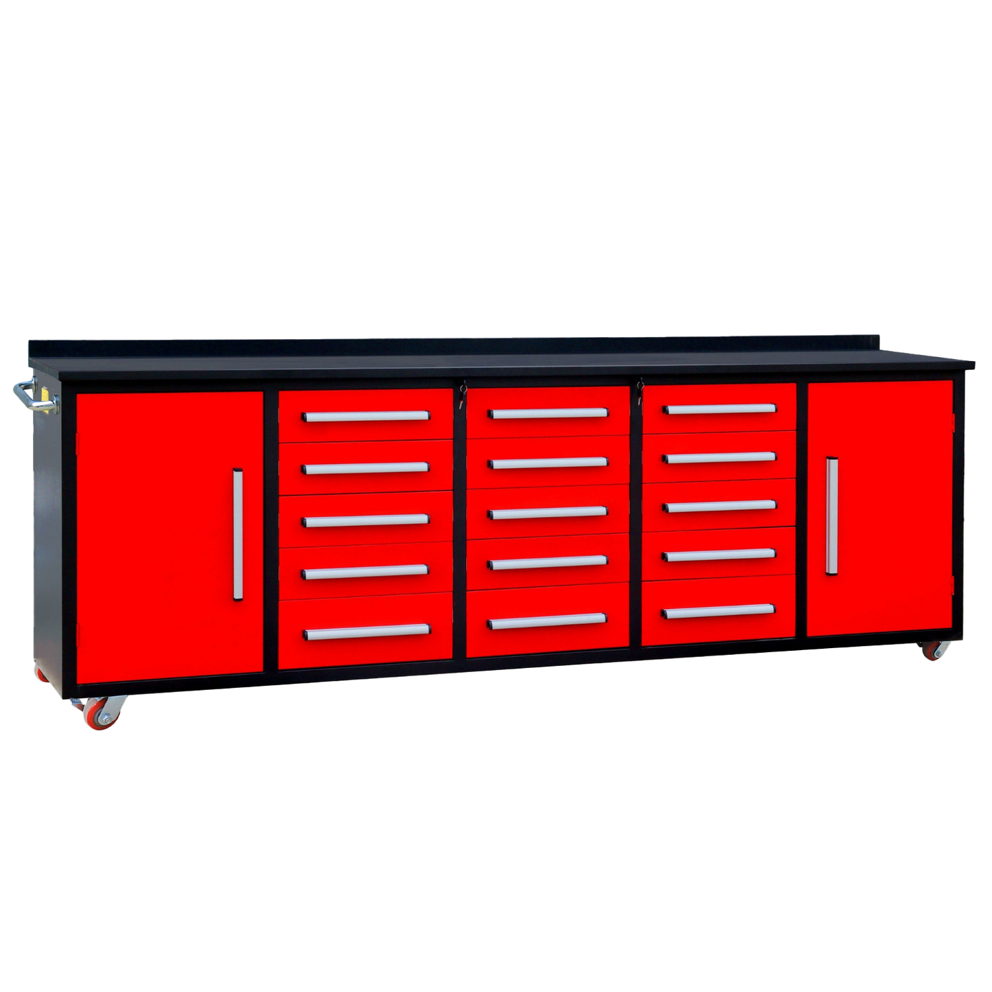 10ft Storage Workbench 15 Drawers with Wheels#color_Red