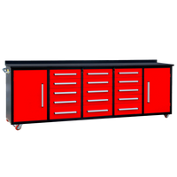 10ft Storage Workbench 15 Drawers with Wheels#color_Red