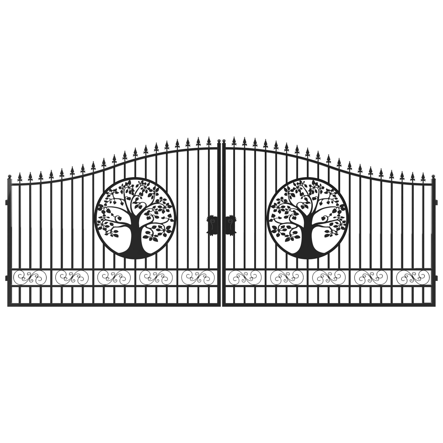Greatbear Dual Swing Wrought Iron Gate for Driveway 20ft-Tree#design_Tree