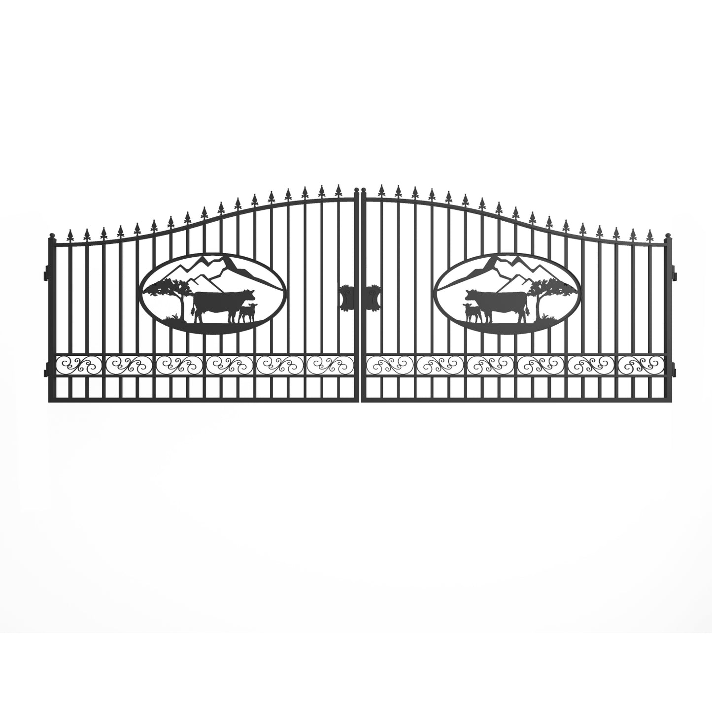 Greatbear Dual Swing Wrought Iron Gate for Driveway 20ft#design_Ox