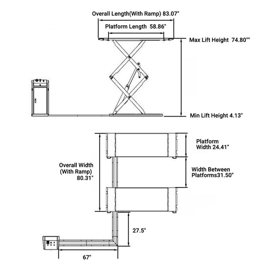 Dimension of AK-X95 Full Rise Scissor Lift