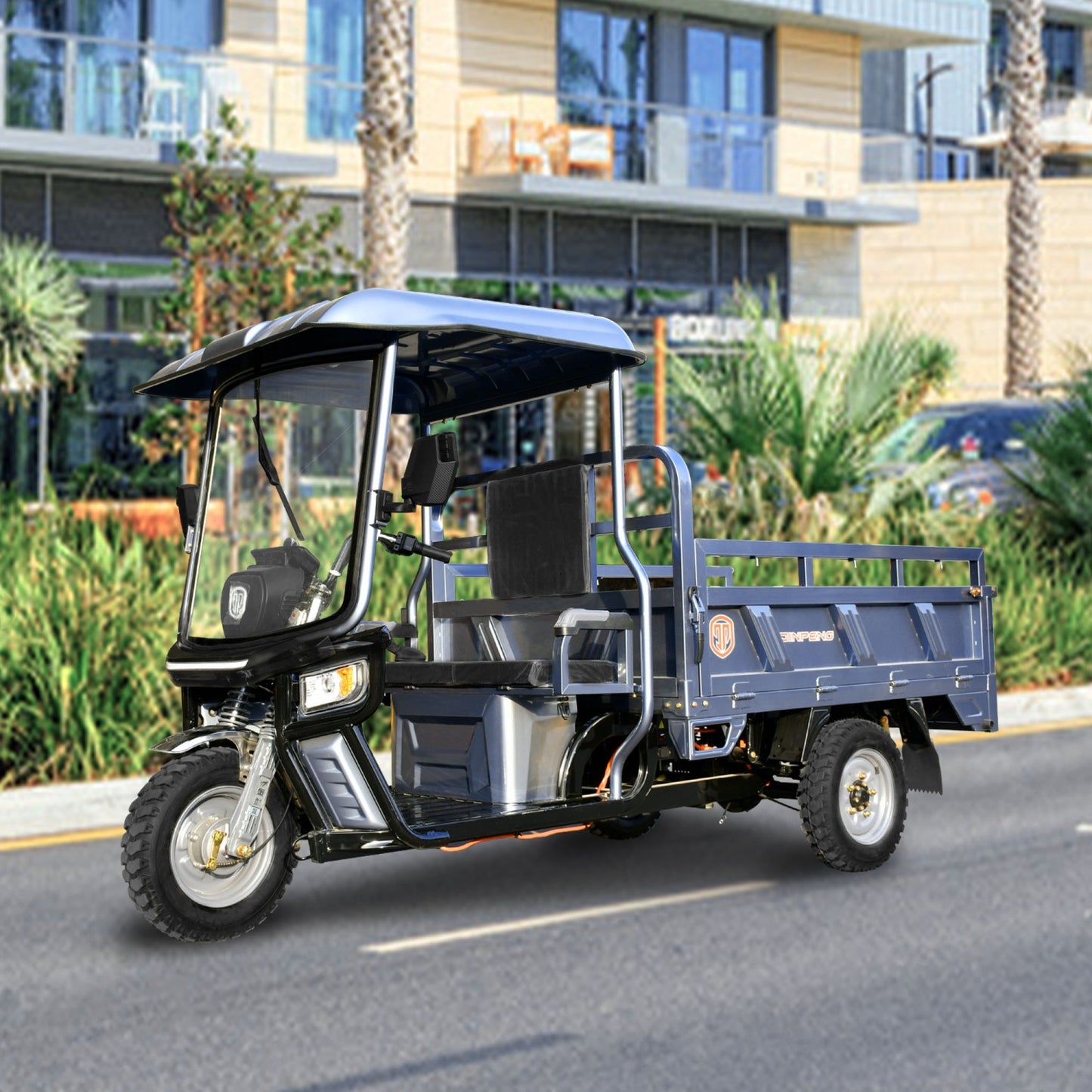 Electric Cargo Tricycle with Canopy 1760lb Load Capacity, 60V 1500W Motor