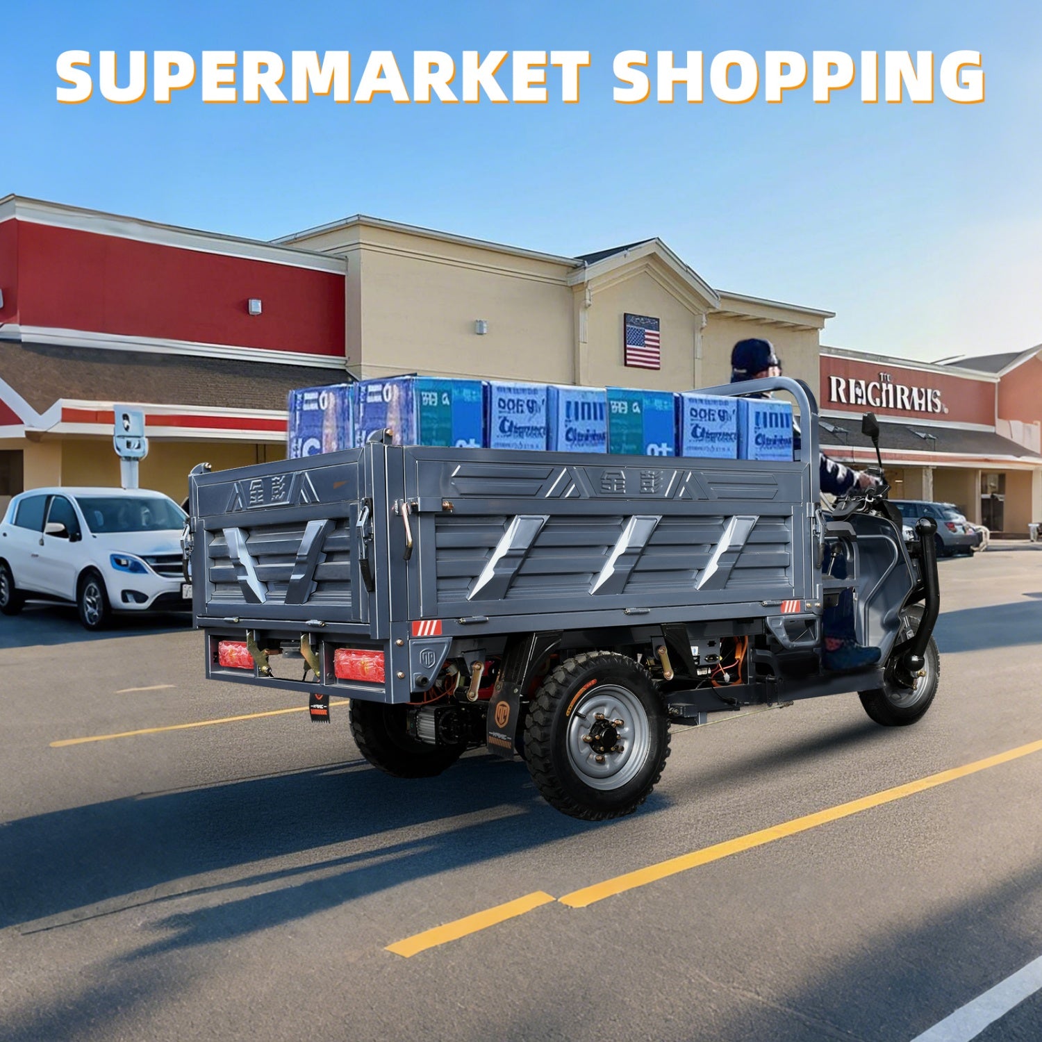 Electric Hydraulic Dump Cargo Tricycle 1760lb Load Capacity, 60V 1500W Motor