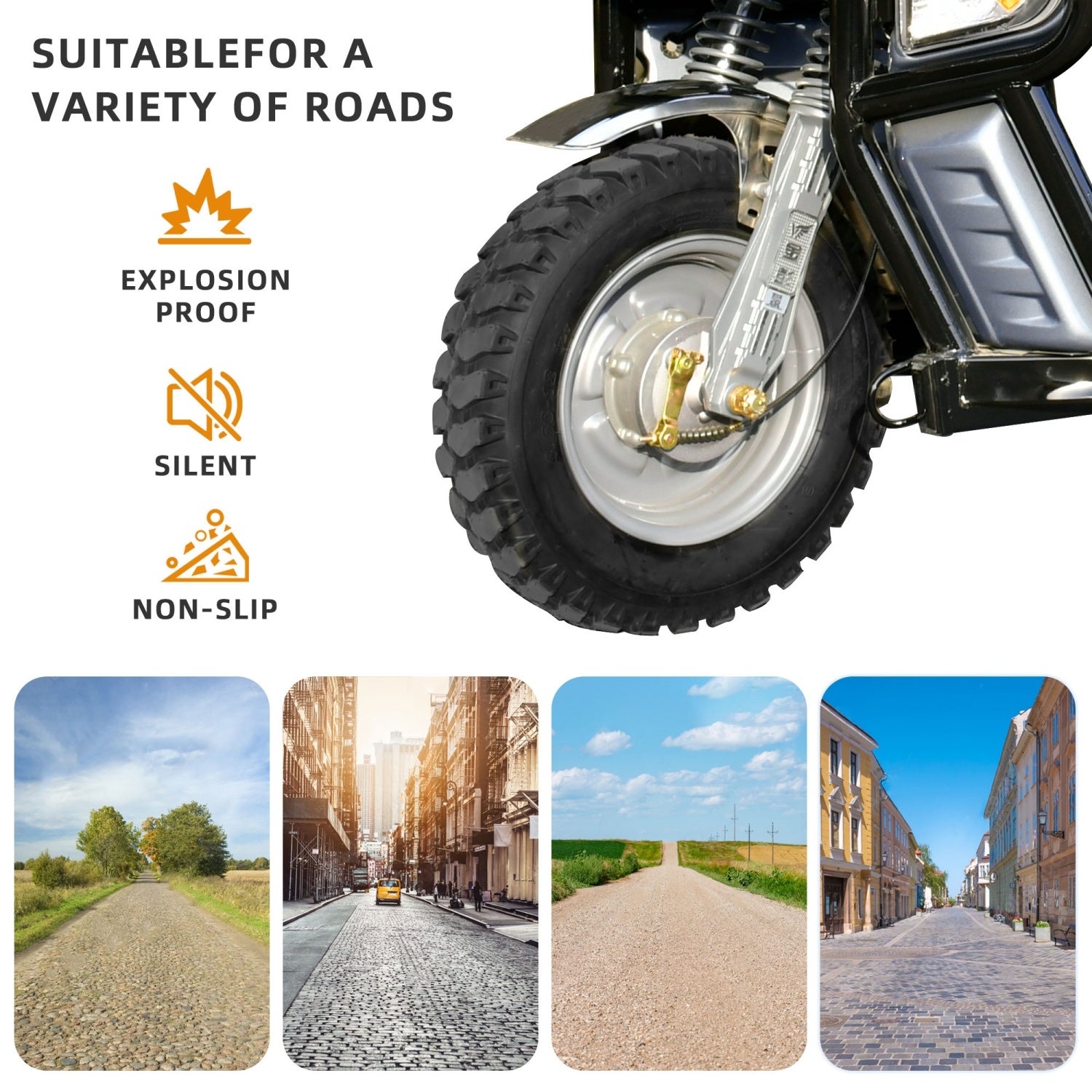 Electric Hydraulic Dump Cargo Tricycle 1760lb Load Capacity, 60V 1500W Motor