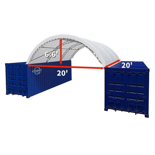 Fortified 20'x20' Double Truss Container Shelter dimension