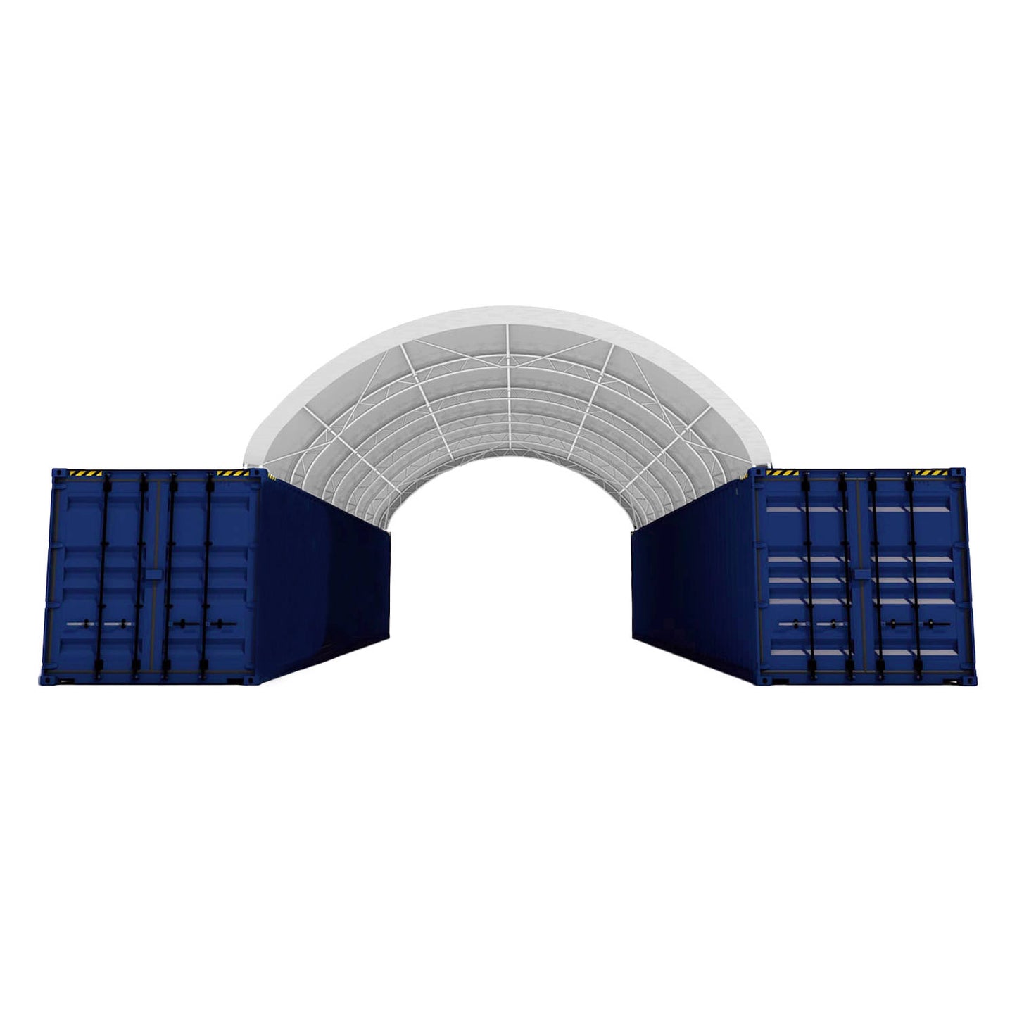 Fortified 20'x40' Double Truss Container Shelter-Front view