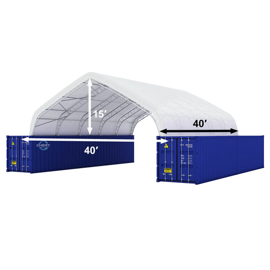 40'x40'x15' Double Truss Peak Container Canopy Shelter