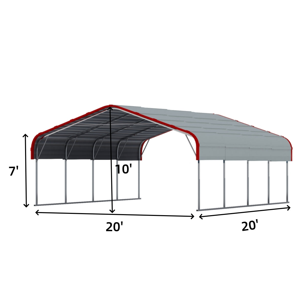 Classic Steel Carport 20'W x 20'L Dimension