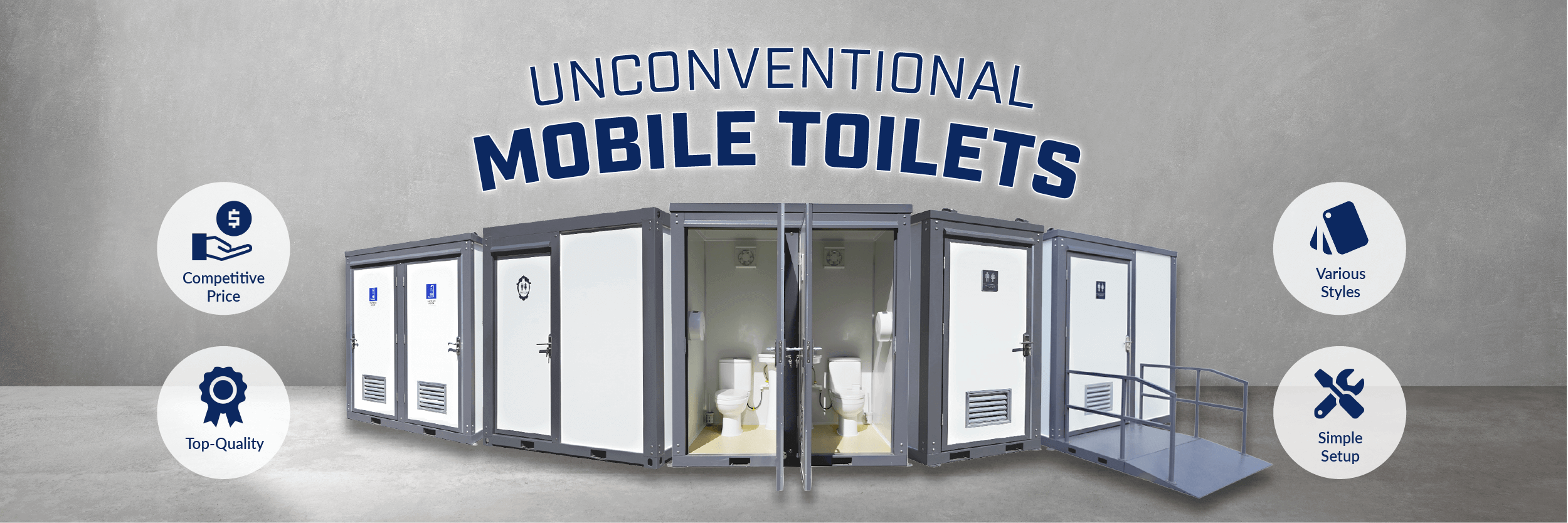 Mobile toilets display banner