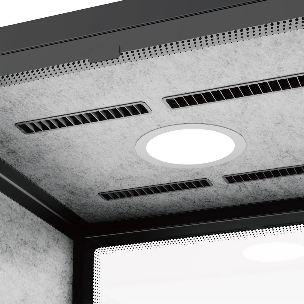 Ceiling with a central light fixture and surrounding air vents.