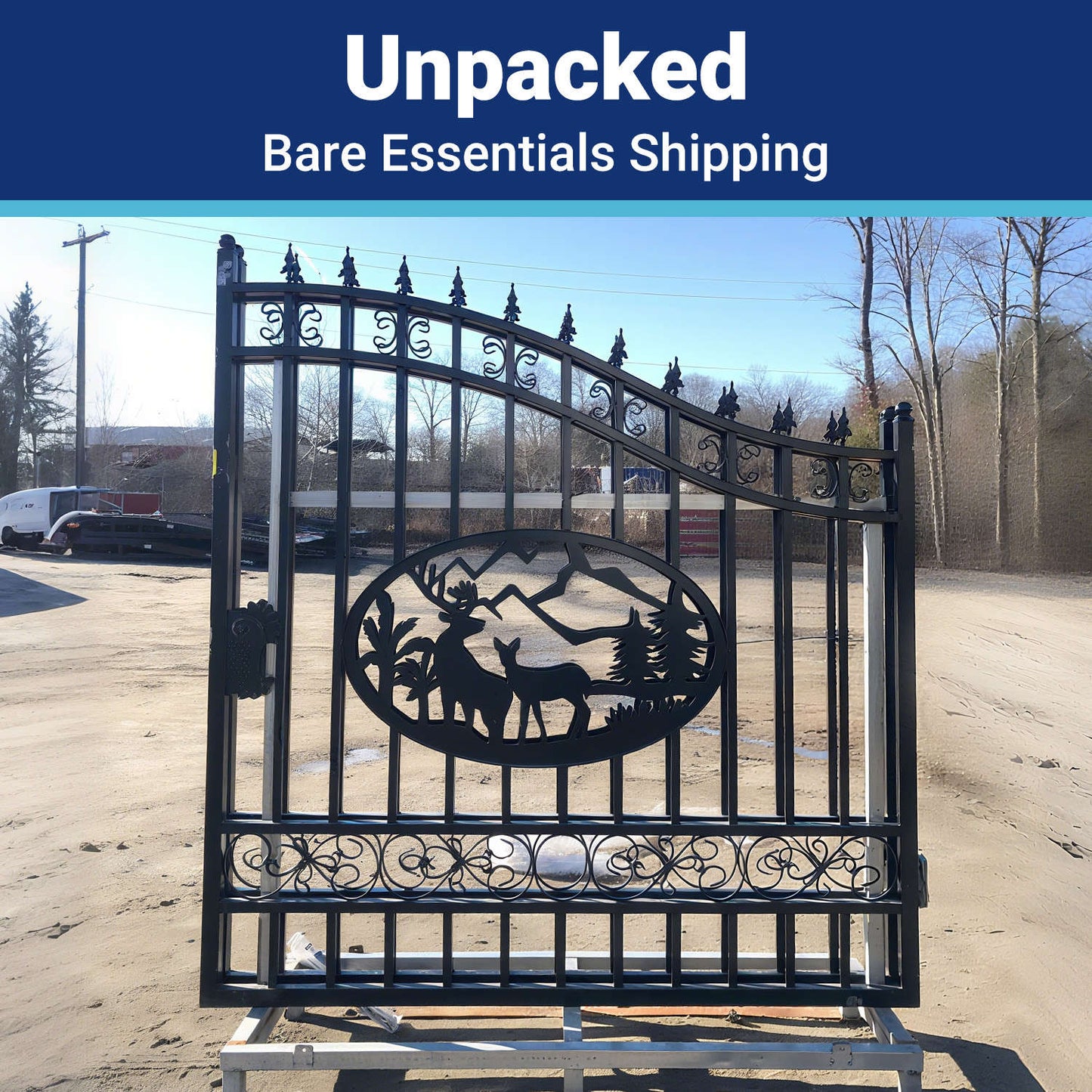 Steel Dual Swing Driveway Gate Packaging Image Unpacked