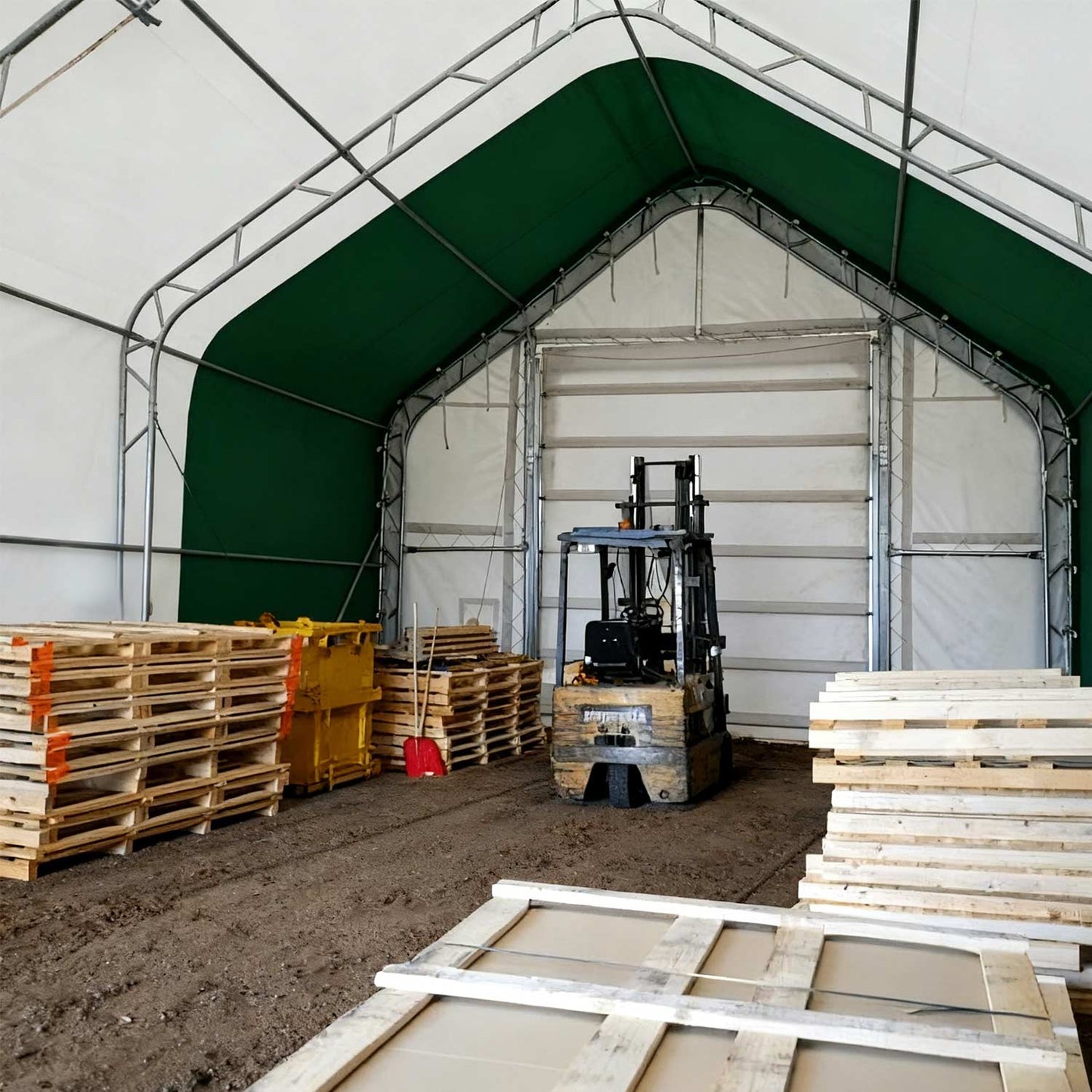 Storage shelter with tools inside