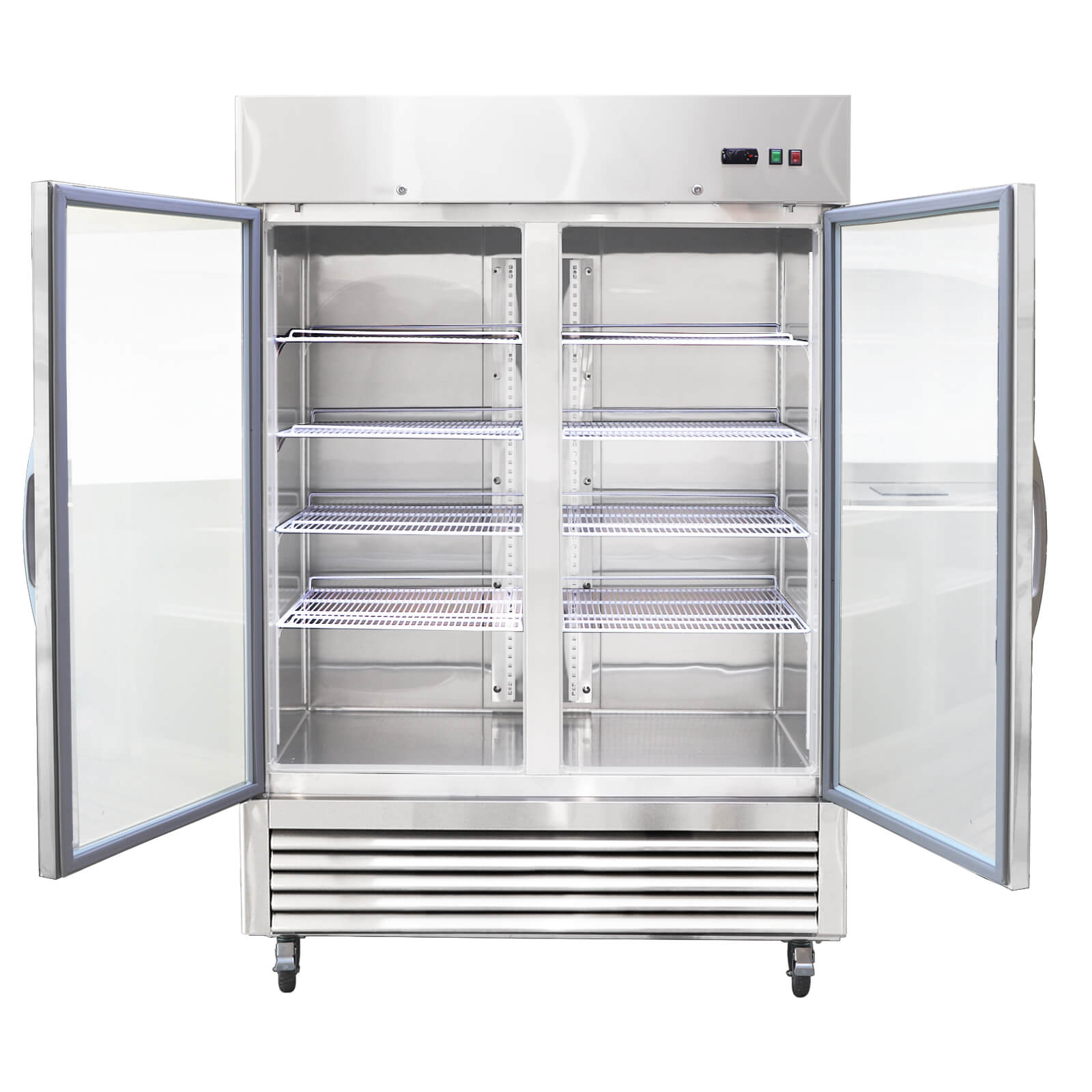 54"W Commercial Refrigerator 42 cu. ft. 2 Glass Door Reach In Refrigerator