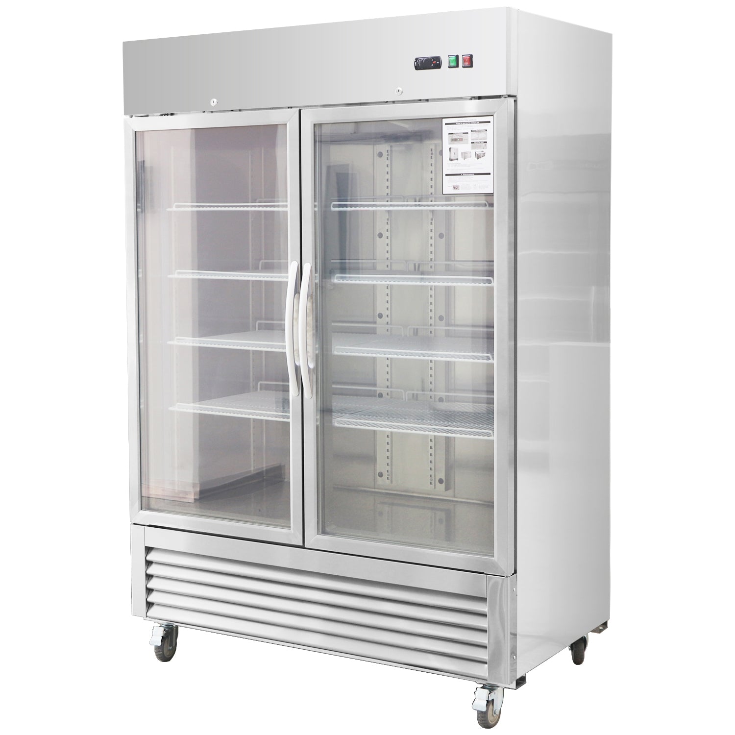 W54" 42 cu. ft. Commercial 2 Glass Door Reach In Refrigerator