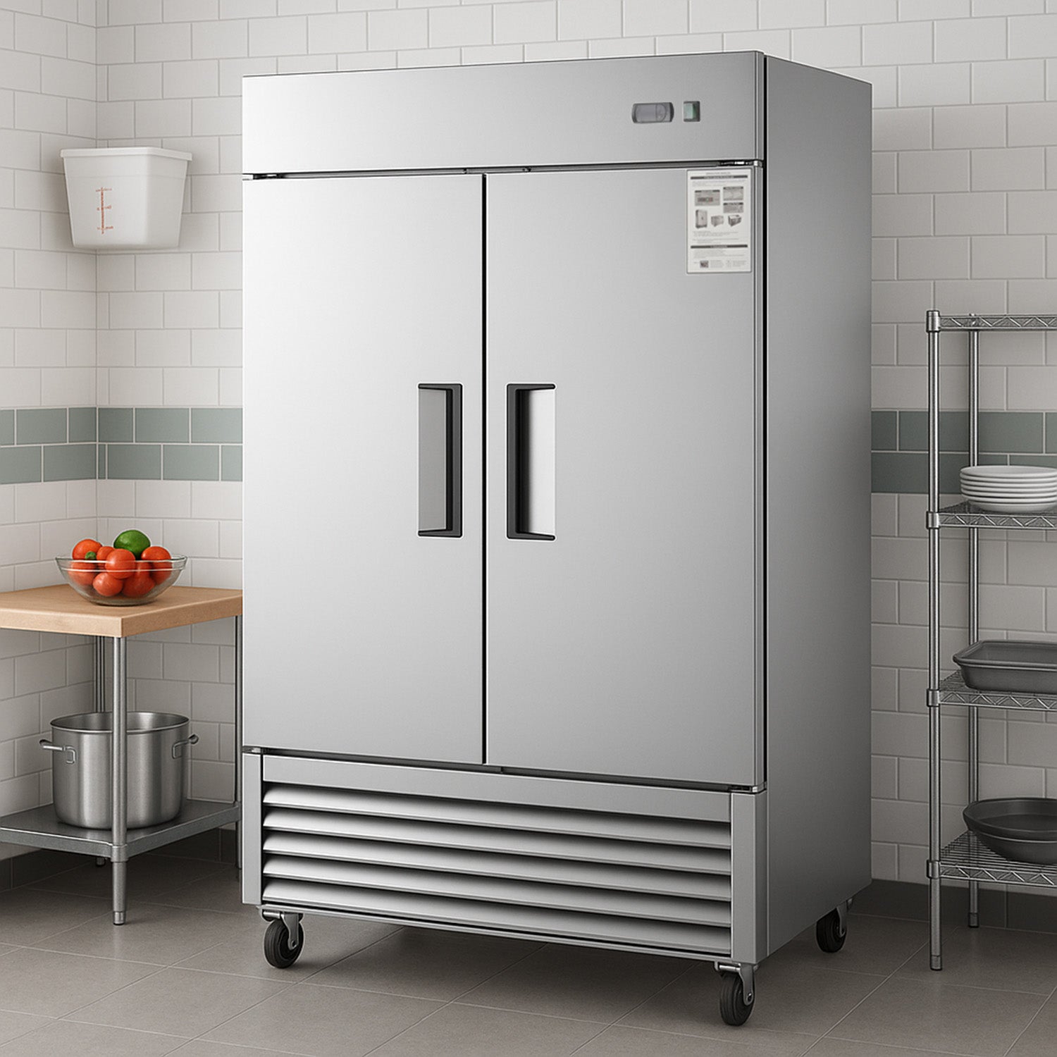 54"W Commercial Refrigerator 42 cu. ft. 2 Solid Door Reach-In Refrigerator Scene