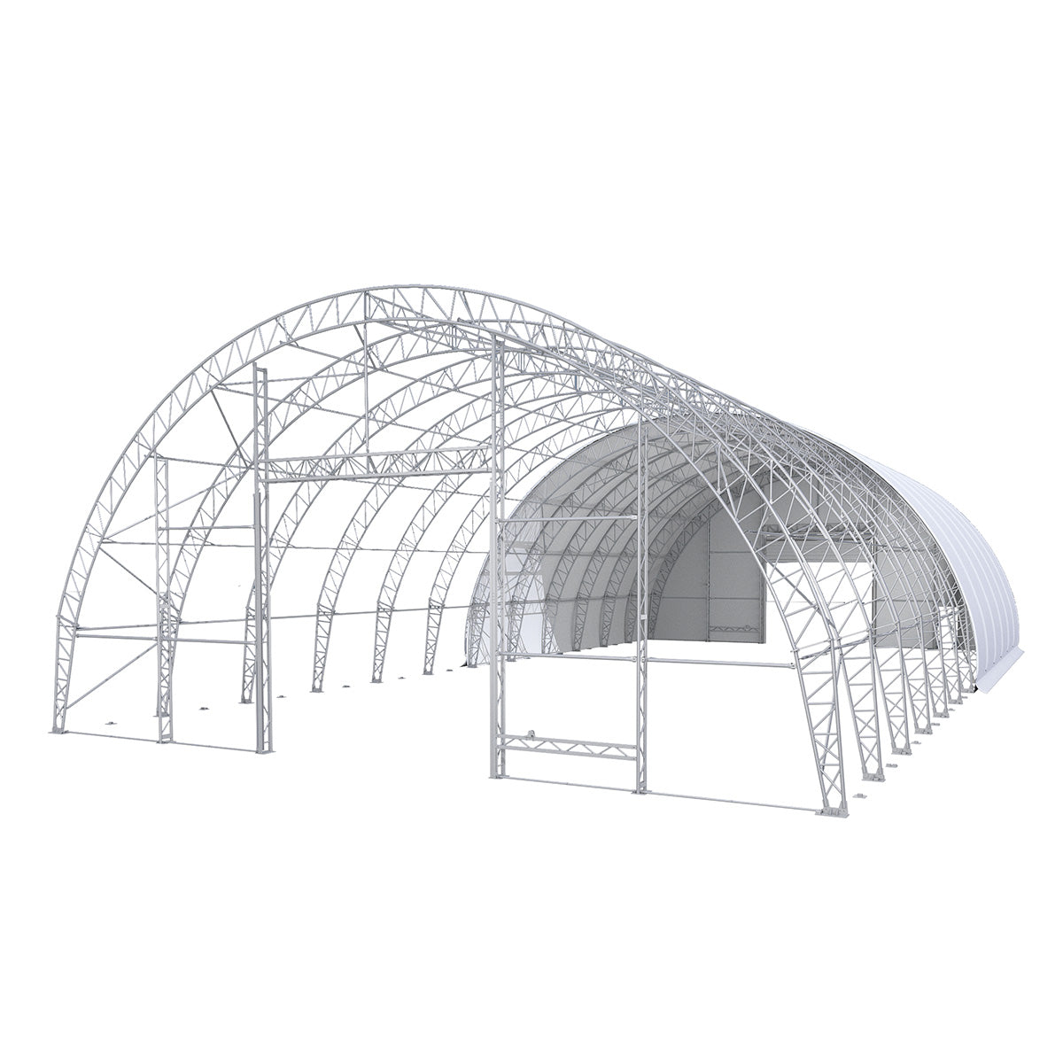 W60'xL120'xH30' Double Truss Storage Shelter, Reinforced Series