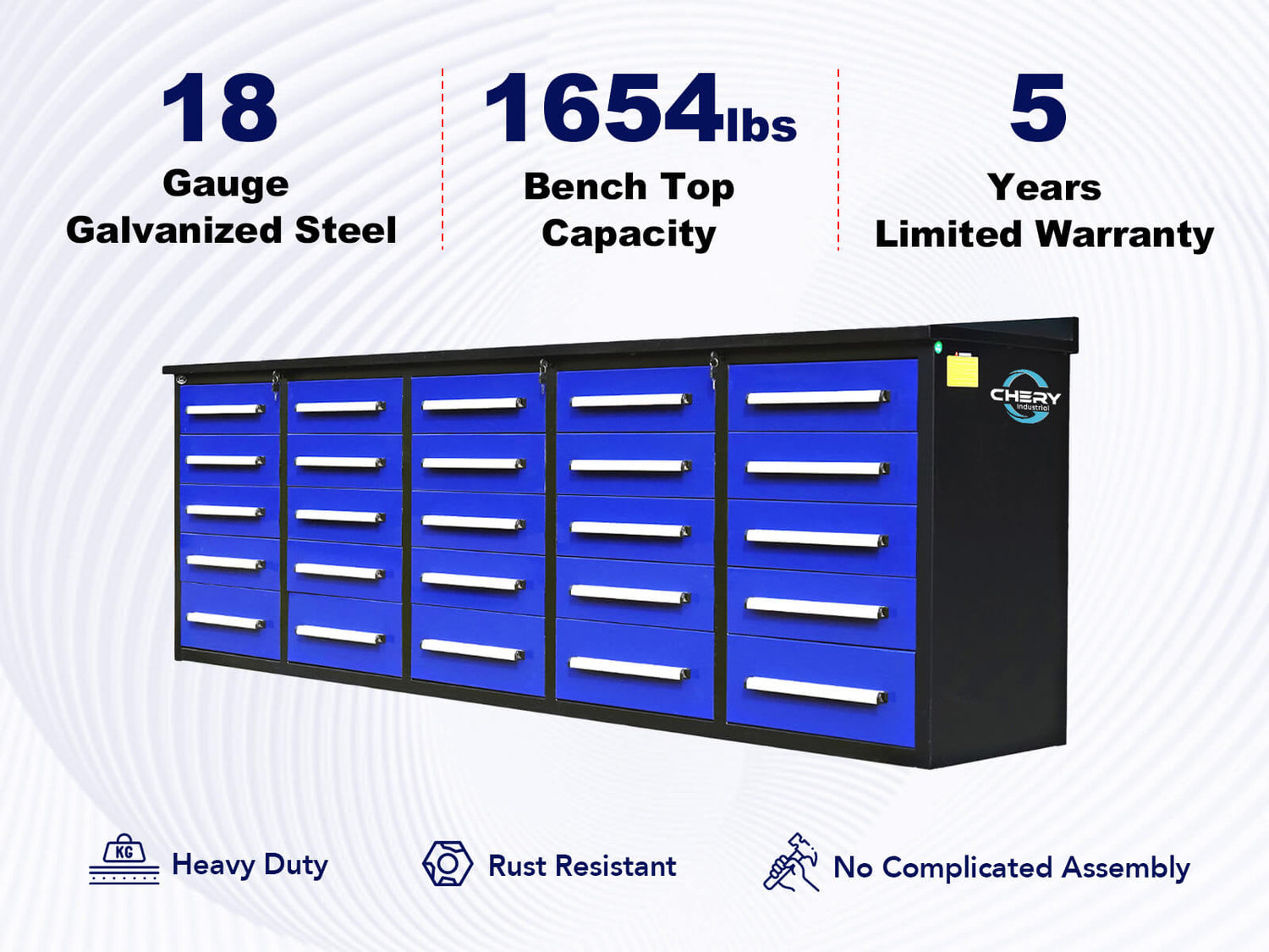 10' Heavy Duty Workbench with 25 Drawers