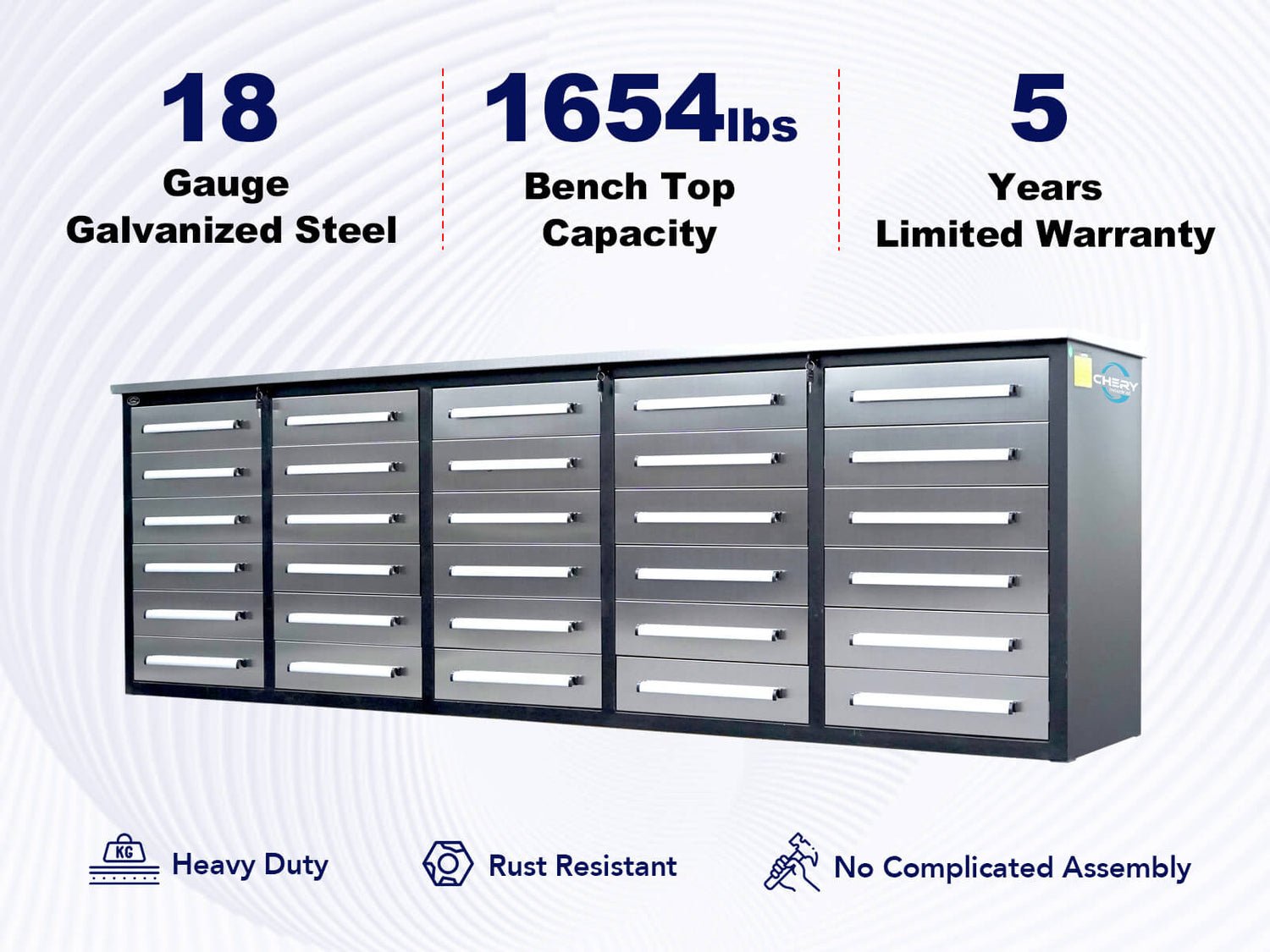 10ft Workbench Storage Cabinet with 30 Drawers