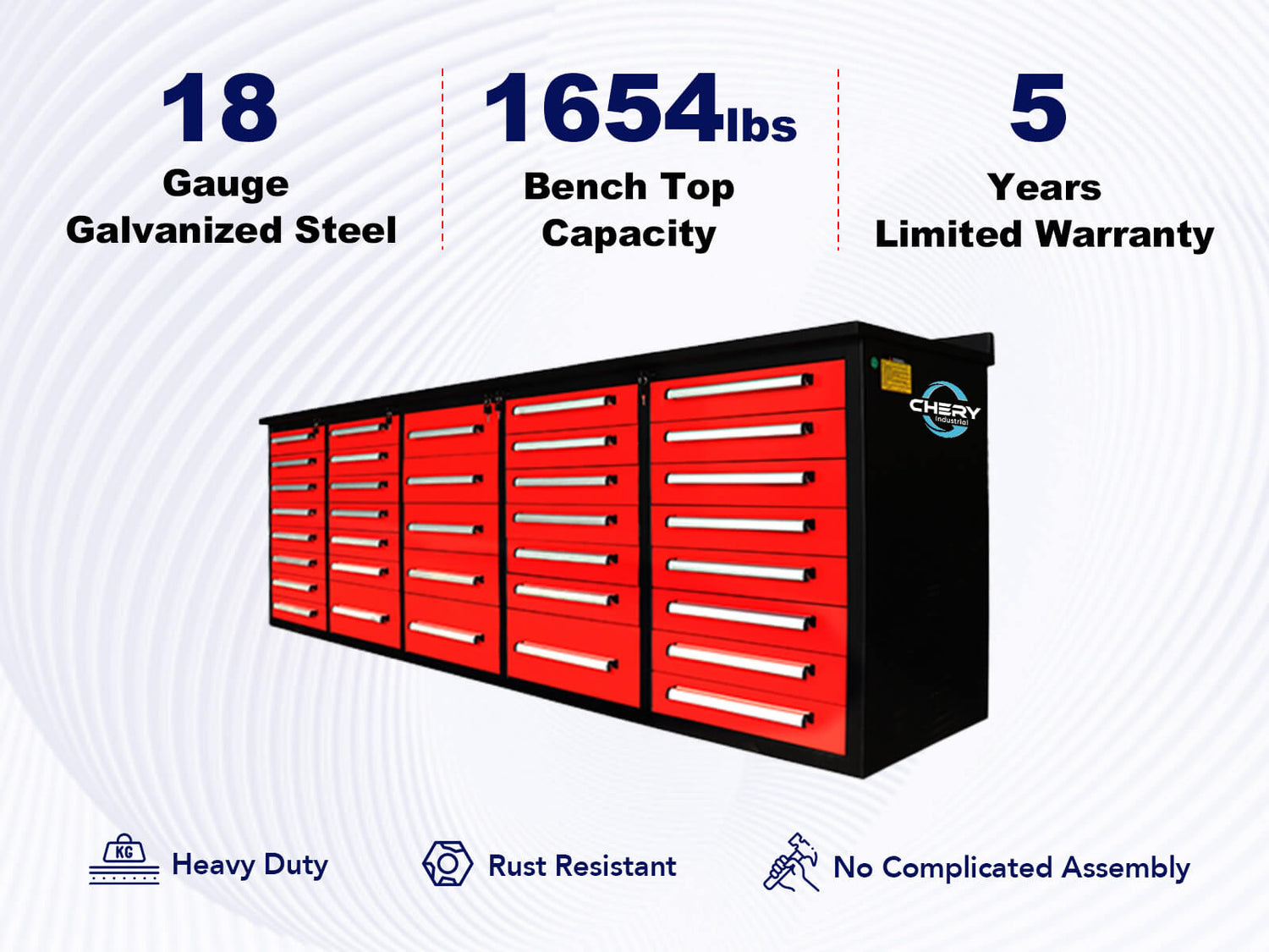 10ft Workbench Storage Cabinet with 35 Drawers