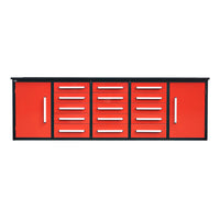 10ft Workbench Storage Cabinet with 15 Drawers & 2 Cabinets#color_red