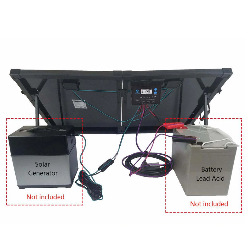 100w 12v Portable Solar Panel kit, Foldable Mono Suitcase
