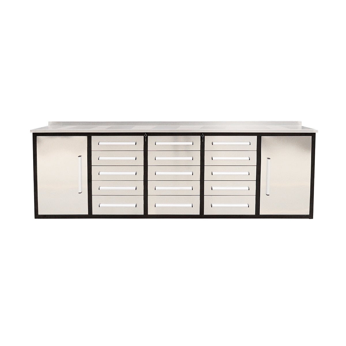 10ft Storage Workbench 15 Drawers with Wheels#color_Silver