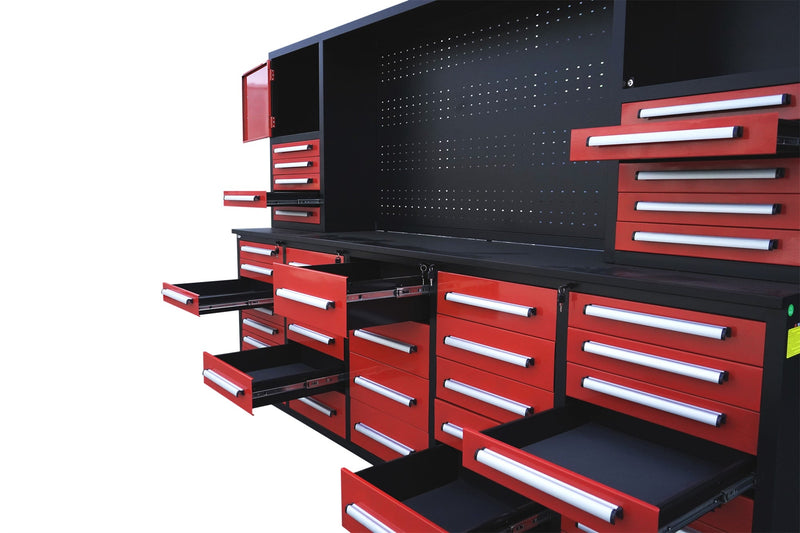 10' Storage Cabinet with Workbench (40 Drawers & 2 Cabinets)