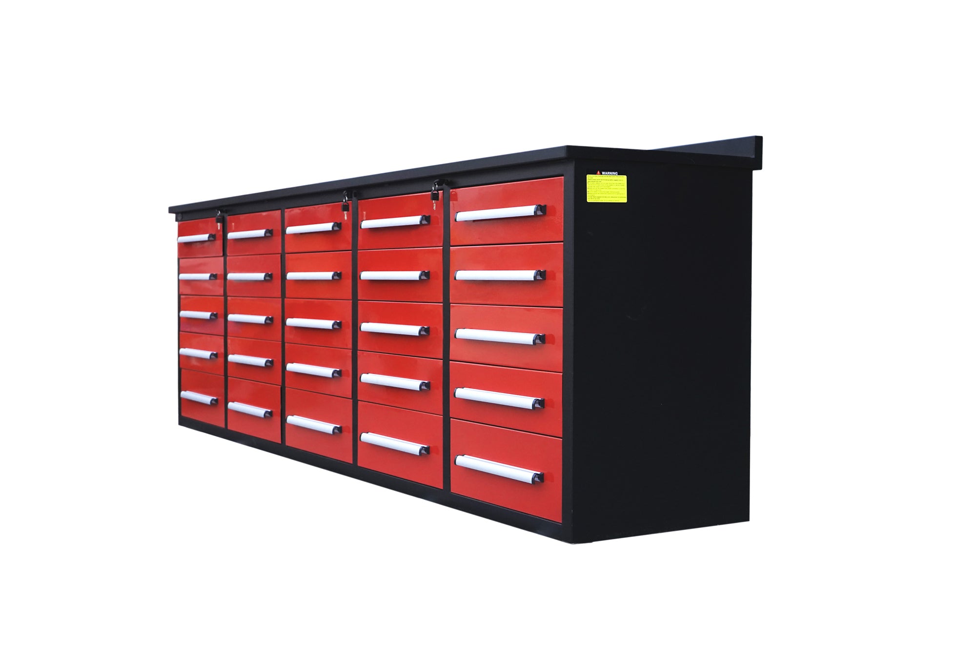 10' Workbench with Storage Drawers (25 Drawers)#color_red