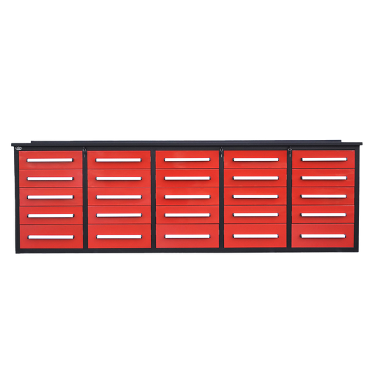 10' Workbench with Storage Drawers (25 Drawers)#color_red