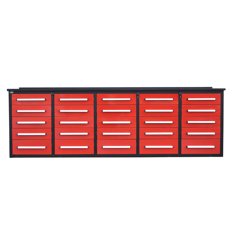 10' Workbench with Storage Drawers (25 Drawers)