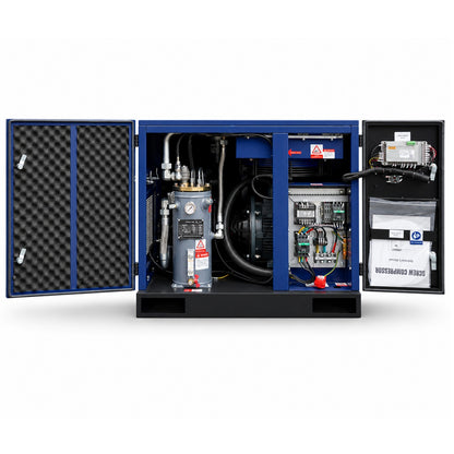 Open mechanical cabinet revealing internal components on a white background#Voltage_460V 3Ph 60Hz
