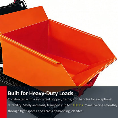 1100lbs Capacity 10HP Gas Powered Track Mini Dumper