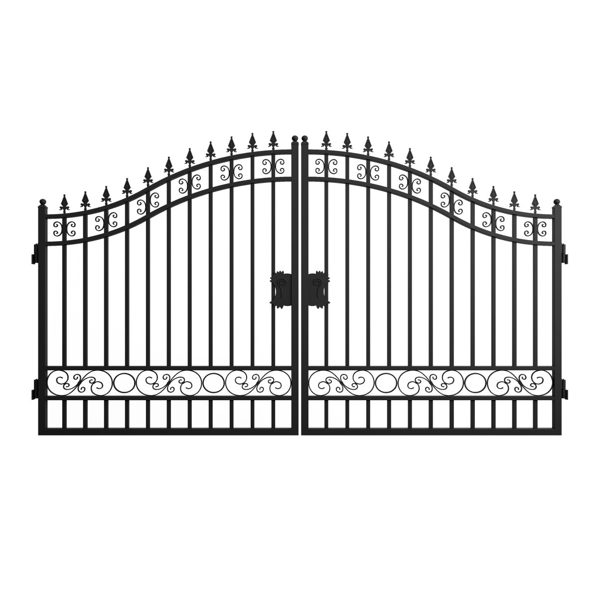 12x8 ft Dual Swing Driveway Steel Gate